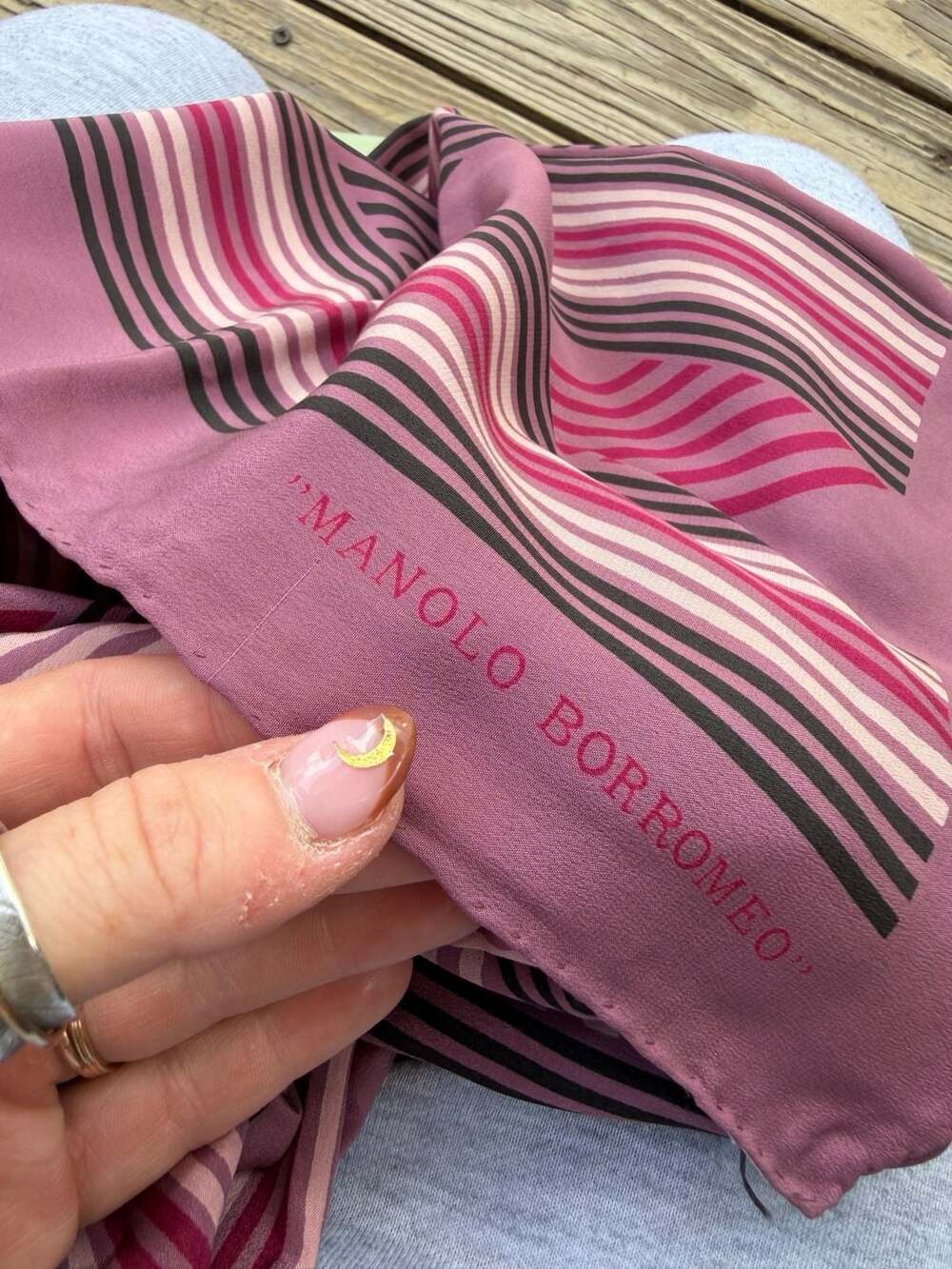 Manolo Borromeo Pure Silk Geometric Print Scarf